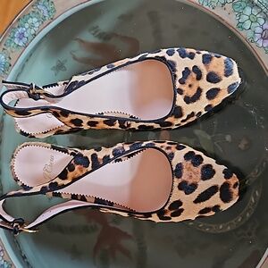 J. Crew Calf Hair Animal Print Sling Backs